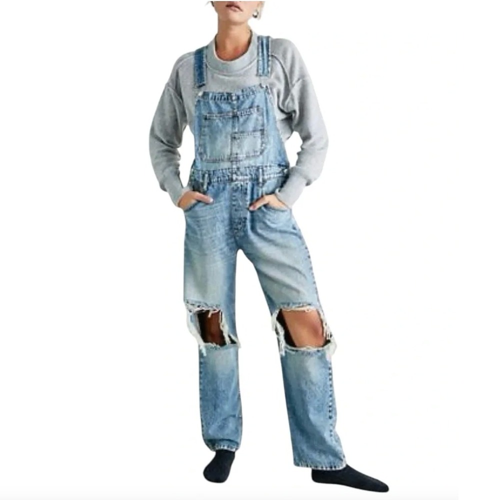FREE‎ PEOPLE x WE THE FREE Ziggy Distressed Denim Overalls